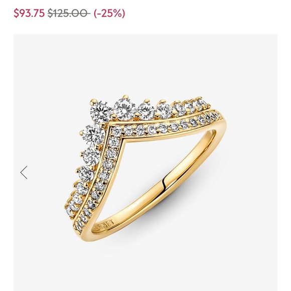 PANDORA 14K Gold Plated Timeless Heart with Tiara Ring Set - Picture 5 of 14